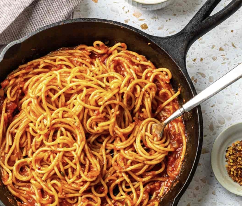 Spaghetti arrabiata gluten pasta 